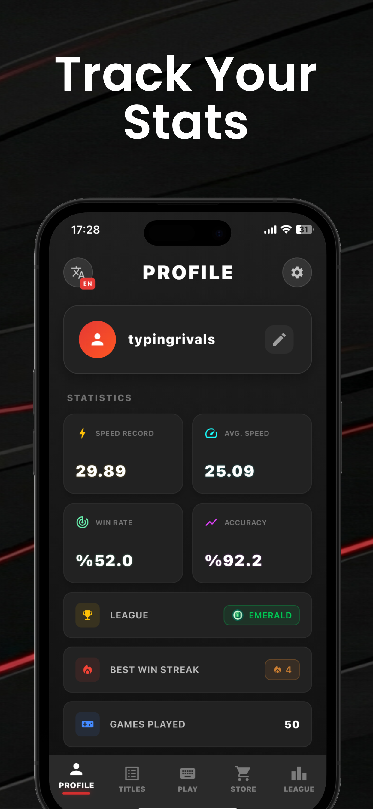 Typing interface during a match